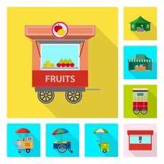 Obraz premium Vector design of market and exterior sign. Set of market and food stock vector illustration.