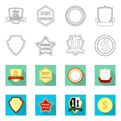 Vector design of emblem and badge logo. Collection of emblem and sticker vector icon for stock.