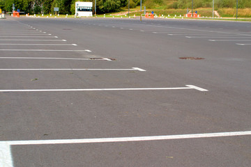 Road markings in the car-free wide Parking.