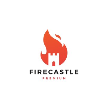 fire castle logo flame vector icon design inspirations