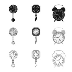 Fototapeta na wymiar Vector illustration of clock and time logo. Collection of clock and circle stock vector illustration.