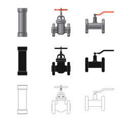 Isolated object of pipe and tube icon. Collection of pipe and pipeline stock symbol for web.