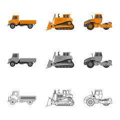 Vector illustration of build and construction logo. Set of build and machinery vector icon for stock.