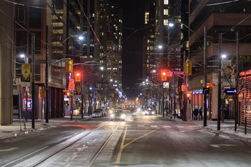 Night view of the street of Toronto