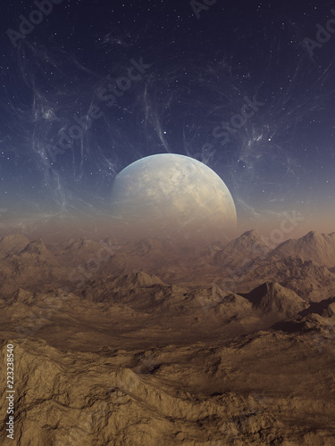 3d Rendered Space Art Alien Planet A Fantasy Landscape