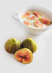 Cut figs in yogurt bowl