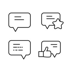 line comment, rating and like icons set on white background