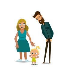 Happy family with baby girl. Vector illustration