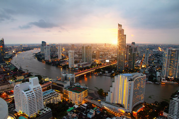 Bangkok skyline with sunset 