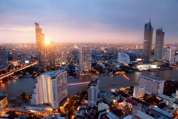Türaufkleber Bangkok Stadtbild Bangkok Stadt Asien Thailand Skyline