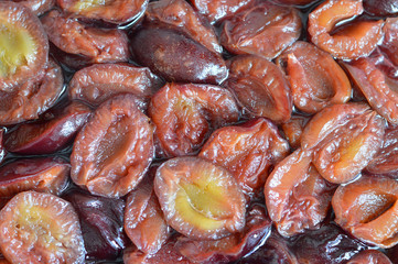 Oven-baked plums, top view