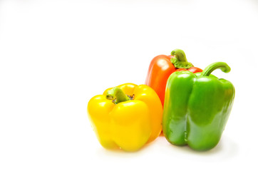 vegetables sweet colored peppers on white background 