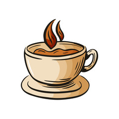 Coffee cup hand drawn sketch glass of latte, mocha, milkshake, drink element for cafe menu, restaurant posters or postcards