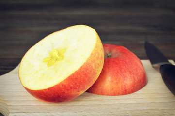 Apple on wooden background