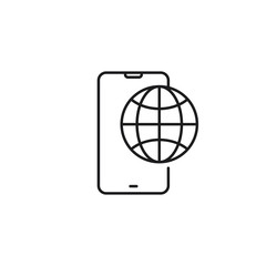 line mobile roaming icon on white background - obrazy, fototapety, plakaty