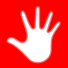 White hand on a red background