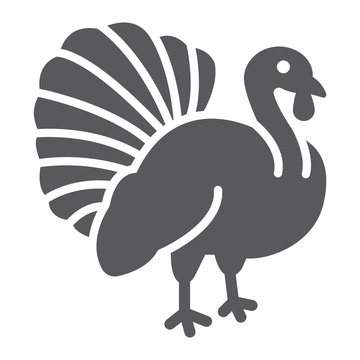 Turkey bird glyph icon, animal and farm, poultry sign, vector graphics, a solid pattern on a white background.