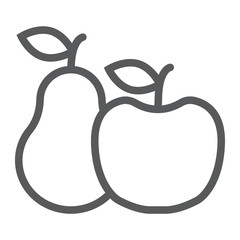 Apple and pear line icon, food and vitamin, fruit sign, vector graphics, a linear pattern on a white background.