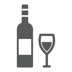 Wine glyph icon, alcohol and drink, glass sign, vector graphics, a solid pattern on a white background.