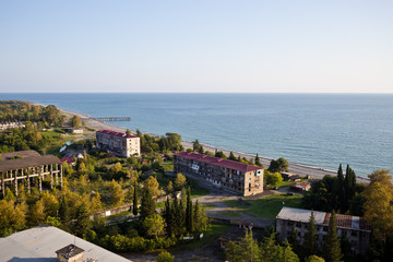 Abkhazian village on Black Sea coast Lower Eshera, Aerial view
