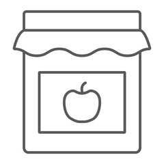 Jam thin line icon, jar and container, glass sign, vector graphics, a linear pattern on a white background.
