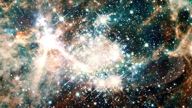 Tarantula nebula also know 30 doradus star nursery with bright flare light in outer space. Contains public domain image by NASA