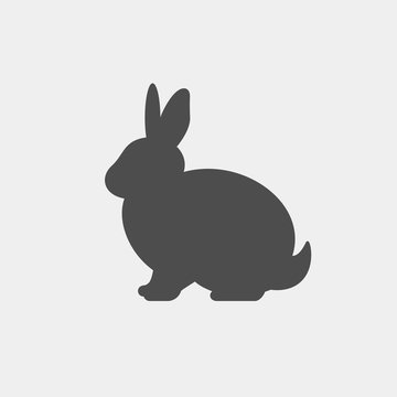 Rabbit vector silhouette. Farm animal silhouette