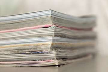 side view of old book, macro
