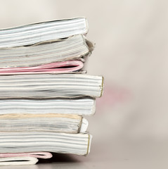 side view of old book, macro
