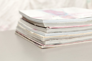 side view of old book, macro