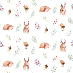Peel and stick wall murals Little deer Cute watercolor baby deer animal seamless pattern, nursery isolated illustration for children clothing, patterns. Watercolor Hand drawn boho image Perfect for phone cases design, nursery posters