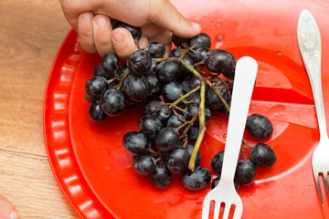 Naklejka na ściany i meble grapes in a bowl close-up
