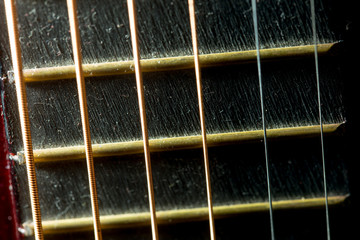 Detail of a used vintage guitar