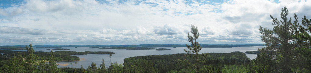 Fototapeta na wymiar overview at päijänne lake from the struve geodetic arc at mount oravivuori in puolakka finland