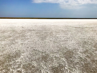 Natural salt lake and sky.