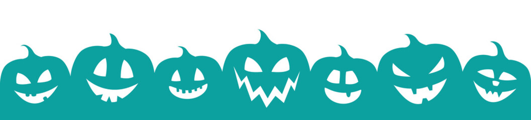 Halloween - concept of panoramic banner with pumpkins. Vector.