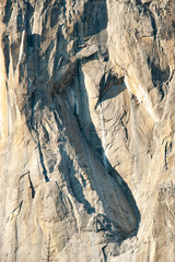 Close view of a section of rock on El Capitan in Yosemite.  June 2018.  Vertical image.