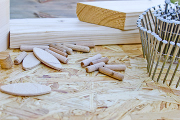 dowels, inserts and nails for wood products  