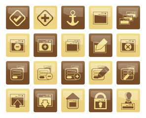 Application, Programming, Server and computer icons over brown background - vector Icon Set 1
