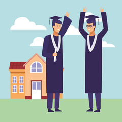 Students graduation cartoon