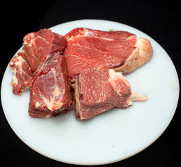 Fresh, juicy meat on a white board