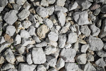 Rubble texture, gravel on the road close up