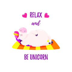 Cute vector illustration with unicorn. Template for printing, design of T-shirt, banner.