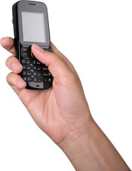 Closeup on Hand Using an Old Mobile Phone