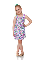 The little girl is full-length.