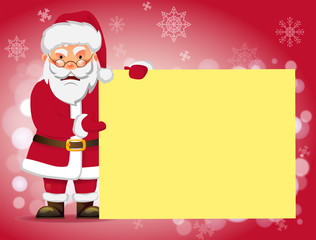 Santa Claus holding banner