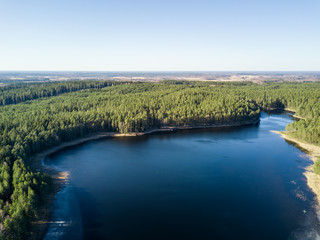 Aerial Photography of Lake in Early Spring