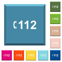 Emergency call 112 white icons on edged square buttons