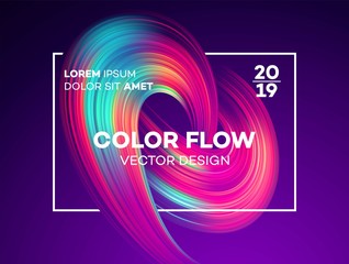 Modern colorful flow poster. Wave Liquid shape in blue color background. Art design for your design project. Vector illustration EPS10
