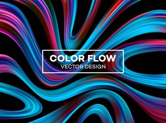 Modern colorful flow poster. Wave Liquid shape in blue color background. Art design for your design project. Vector illustration EPS10